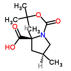 (2S,4S)-N-叔丁氧羰基-4-甲基吡咯烷-2-甲酸结构式