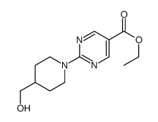 2-(4-羟甲基哌啶-1-基)嘧啶-5-甲酸乙酯结构式