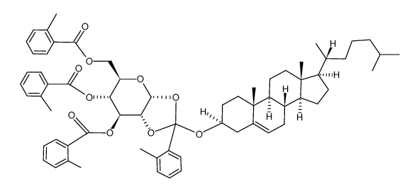 1,2-<α-(5-Cholesten-3β-yloxy)-2-methylbenzyliden>-3,4,6-tri-O-(o-toluoyl)-α-D-glucopyranose Structure