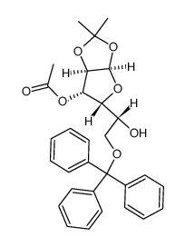 3-O-乙酰基-1,2-O-异亚丙基-9-O-三苯甲基-A-D-呋喃半乳糖结构式