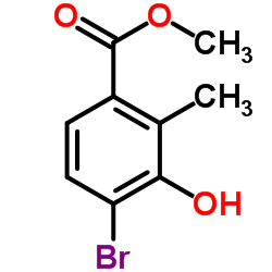 4-溴-3-羟基-2-甲基苯甲酸甲酯结构式