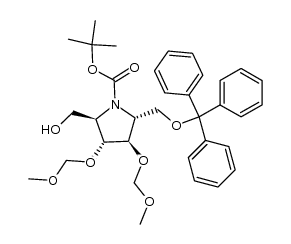 (2R,3R,4R,5R)-N-tert-butoxycarbonyl-3,4-bis(methoxymethyloxy)-5-hydroxymethyl-2-trityloxymethylpyrrolidine Structure