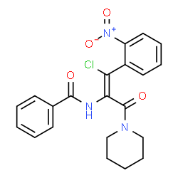 (Z)-N-(1-氯-1-(2-硝基苯基)-3-氧代-3-(哌啶-1-基)丙-1-烯-2-基)苯甲酰胺结构式