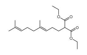 2-Ethoxycarbonyl-6,10-dimethylundeca-5,9-dien-1-saeure-ethylester结构式