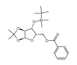 5-O-benzoyl-3-O-(tert-butyldimethylsilyl)-1,2-O-isopropylidene-α-L-xylofuranose结构式