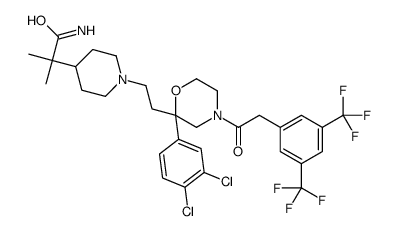 1-[2-[(2R)-4-[2-[3,5-双(三氟甲基)苯基]乙酰基]-2-(3,4-二氯苯基)-2-吗啉基]乙基]-alpha,alpha-二甲基-4-哌啶乙酰胺结构式