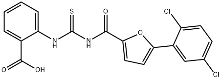 2-[[[[[5-(2,5-dichlorophenyl)-2-furanyl]carbonyl]amino]thioxomethyl]amino]-benzoic acid结构式