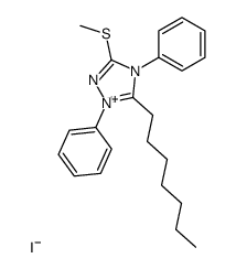 5-heptyl-3-(methylthio)-1,4-diphenyl-4H-1,2,4-triazol-1-ium iodide结构式