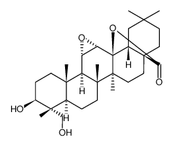 11α,12α-epoxy-3β,13β,23-trihydroxyoleanan-28-oic acid γ-lactone Structure