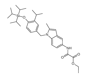 ethyl N-[1-(3-isopropyl-4-triisopropylsilanyloxybenzyl)-2-methyl-1H-indol-5-yl]oxamate结构式