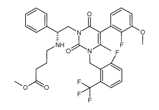 methyl (R)-4-{2-[5-(2-fluoro-3-methoxyphenyl)-3-[2-fluoro-6-(trifluoromethyl)benzyl]-4-methyl-2,6-dioxo-3,6-dihydro-2H-pyrimidin-1-yl]-1-phenylethylamino}butyrate Structure