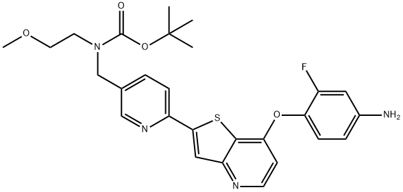 4-[[2-[5-[[BOC(2-甲氧基乙基)氨基]甲基]-2-吡啶基]-7-噻吩并[3,2-B]吡啶基]氧基]-3-氟苯胺结构式