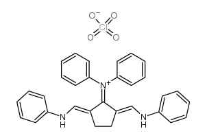 N-苯基-N-[5-[(苯基氨基)亚甲基]-2-[(苯基亚氨基)甲基]-1-环戊烯-1-基]苯胺高氯酸盐结构式