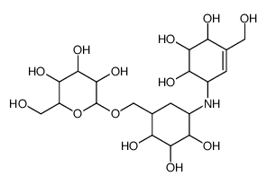 2-(hydroxymethyl)-6-[[2,3,4-trihydroxy-5-[[4,5,6-trihydroxy-3-(hydroxymethyl)cyclohex-2-en-1-yl]amino]cyclohexyl]methoxy]oxane-3,4,5-triol Structure