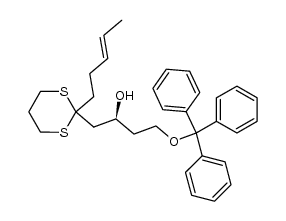 (+)-(2S)-1-{2-[(E)-pent-3-enyl]-1,3-dithian-2-yl}-4-(trityloxy)butan-2-ol Structure