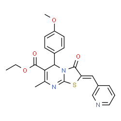 ethyl 5-(4-methoxyphenyl)-7-methyl-3-oxo-2-(3-pyridinylmethylene)-2,3-dihydro-5H-[1,3]thiazolo[3,2-a]pyrimidine-6-carboxylate结构式