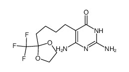 2,6-diamino-5-(4-(2-(trifluoromethyl)-1,3-dioxolan-2-yl)butyl)pyrimidin-4(3H)-one结构式