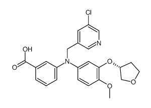 N-(4-methoxy-3-(3R)-tetrahydrofuranyloxyphenyl)-N-(5-chloro-3-pyridylmethyl)-3-aminobenzoic acid Structure