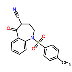 1-[(4-Methylphenyl)sulfonyl]-5-oxo-2,3,4,5-tetrahydro-1H-1-benzaz epine-4-carbonitrile结构式