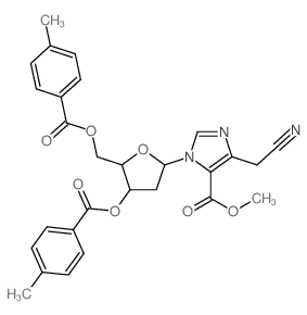 methyl 5-(cyanomethyl)-3-[4-(4-methylbenzoyl)oxy-5-[(4-methylbenzoyl)oxymethyl]oxolan-2-yl]imidazole-4-carboxylate结构式