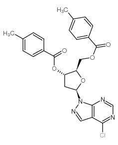 4-氯-1-(3,5-二邻甲苯-beta-d-2-脱氧尿苷)吡唑[3,4-d]嘧啶结构式