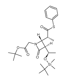 (3S,4S)-1-(tert-butoxycarbonylmethyl)-3-[(1R)-1-tert-butyldimethylsilyloxyethyl]-4-[(1R)-1-phenylthiocarbonylethyl]-2-azetidinone结构式