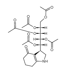 (3S)-3-(1,2,3,4,5-penta-O-acetyl-D-galacto-pentitol-1-yl)-1,2,3,5,6,7-hexahydroindol-4-one Structure