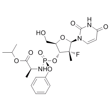 N-[[P(S),2'R]-2'-脱氧-2'-氟-2'-甲基-P-苯基-3'-尿苷酰基]-L-丙氨酸异丙酯结构式
