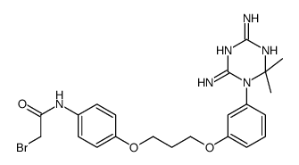 2-bromo-N-[4-[3-[3-(4,6-diamino-2,2-dimethyl-1,3,5-triazin-1-yl)phenoxy]propoxy]phenyl]acetamide结构式