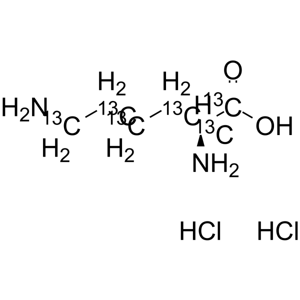 L-赖氨酸 13C6 (双盐酸盐)结构式