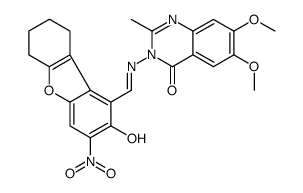 4(3H)-Quinazolinone,6,7-dimethoxy-2-methyl-3-[[(6,7,8,9-tetrahydro-2-hydroxy-3-nitro-1-dibenzofuranyl)methylene]amino]-(9CI) Structure