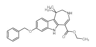 Azepino[4,5-b]indole-5-carboxylic acid, 1,2,3,6-tetrahydro-1,1-dimethyl-8-(phenylmethoxy)-, ethyl ester Structure
