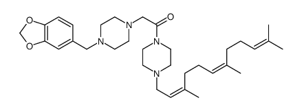 1-[4-(3,4-Methylenedioxybenzyl)-1-piperazinylacetyl]-4-(3,7,11-trimethyl-2,6,10-dodecatrienyl)piperazine Structure