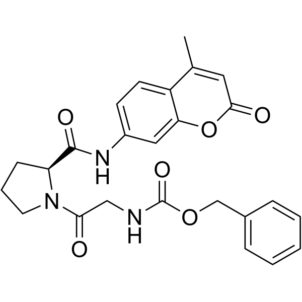 Z-甘氨酰脯氨酸氨基甲基香豆素结构式