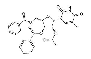 (2S,3S,4S,5S)-4-acetoxy-2-((benzoyloxy)methyl)-5-(5-methyl-2,4-dioxo-3,4-dihydropyrimidin-1(2H)-yl)tetrahydrofuran-3-yl benzoate结构式