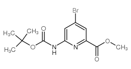 4-溴-6-[(叔丁氧基羰基)氨基]吡啶-2-羧酸甲酯结构式