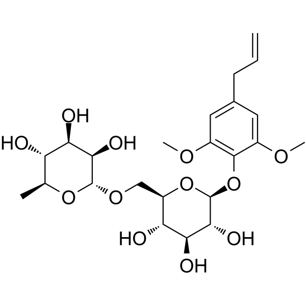 甲氧基丁香酚-4-O-芸香糖苷结构式