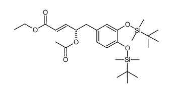 ethyl (2E,4S)-4-(acetoxy)-5-{3,4-bis[tert-butyl(dimethyl)silyloxy]phenyl}pent-2-enoate Structure