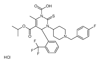(4R)-3-[1-[(4-fluorophenyl)methyl]piperidin-4-yl]-6-methyl-5-propan-2-yloxycarbonyl-2-sulfanylidene-4-[2-(trifluoromethyl)phenyl]-4H-pyrimidine-1-carboxylic acid,hydrochloride Structure