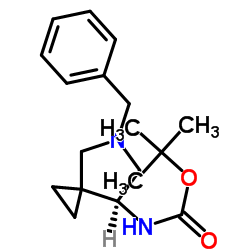 (7S)-5-(苯甲基)5-氮杂螺[2.4]庚烷-7-基氨基甲酸叔丁酯结构式