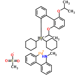 甲烷磺酸(2-二环己基膦基-2',4',6'-三-异丙基-1,1'-联苯基)(2'-氨基-1,1'-联苯-2-基)钯(II)结构式