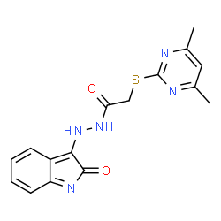 (E)-2-((4,6-dimethylpyrimidin-2-yl)thio)-N-(2-oxoindolin-3-ylidene)acetohydrazide Structure