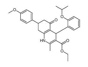 ethyl 7-(4-methoxyphenyl)-2-methyl-5-oxo-4-(2-propan-2-yloxyphenyl)-4,6,7,8-tetrahydro-1H-quinoline-3-carboxylate结构式
