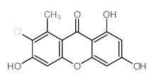 2-chloro-3,6,8-trihydroxy-1-methyl-xanthen-9-one结构式
