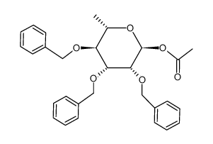 1-O-acetyl-2,3,4-tri-O-benzyl-6-deoxy-α-L-mannose结构式