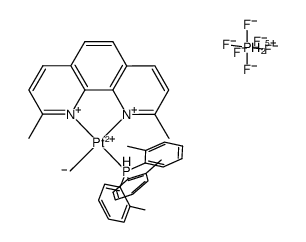 [Pt(Me)(2,9-dimethyl-1,10-phenanthroline)(P(o-tolyl)3)]PF6结构式