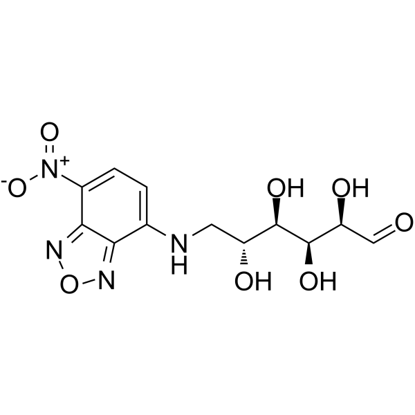 6-NBDG [6-(N-(7-硝基苯-2-氧杂-1,3-二氮杂-4-基)氨基)-6-脱氧葡萄糖]结构式