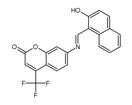 7-(((2-hydroxynaphthalen-1-yl)methylene)amino)-4-(trifluoromethyl)-2H-chromen-2-one Structure