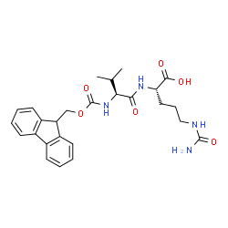 (S)-2-((S)-2-((((9H-芴-9-基)甲氧基)羰基)氨基)-3-甲基丁酰氨基)-5-脲基戊酸结构式
