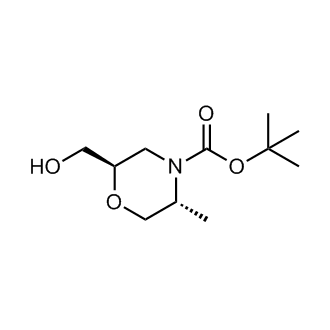 (2R,5R)-叔丁基2-(羟甲基)-5-甲基吗啉-4-羧酸酯结构式